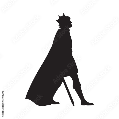Prince medieval silhouette vector flat illustration design