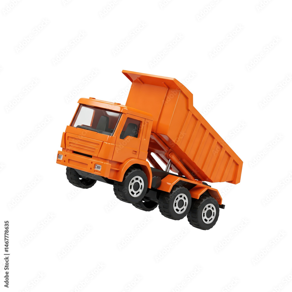 Fototapeta premium orange toy dump truck with movable bed