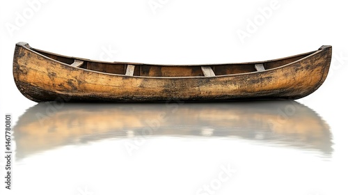 Wallpaper Mural Aged wooden canoe on reflective surface with white backdrop. Torontodigital.ca