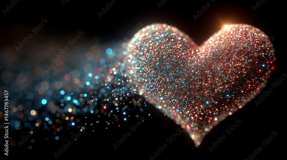 A sparkly heart glows with radiant light, symbolizing love, joy, and emotional brilliance. A dreamy and whimsical visual ideal for romance, celebration, and heartfelt expression themes.