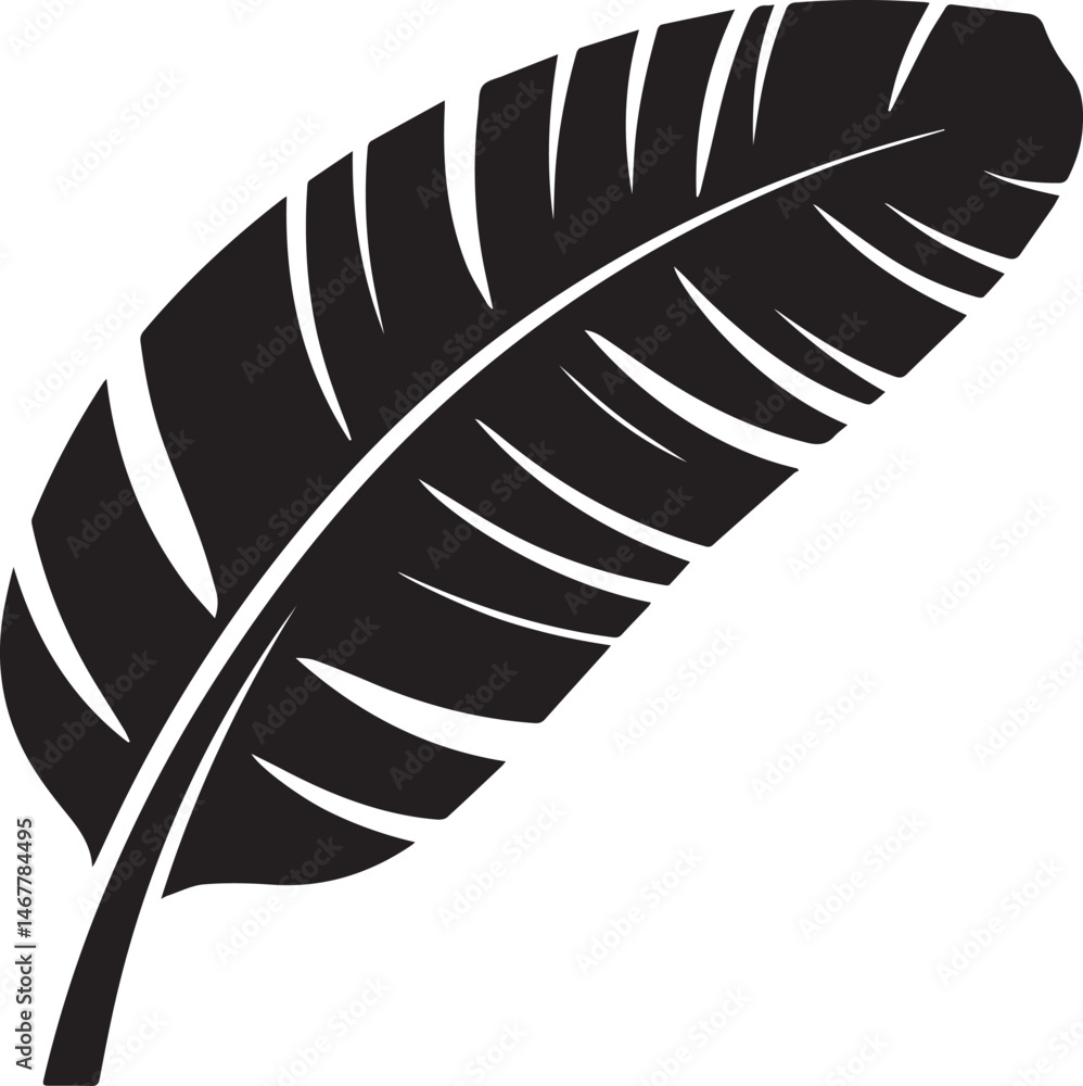 Obraz premium Banana Leaf in Silhouette Vector | Elegant Black Vector Art for Natural Illustration