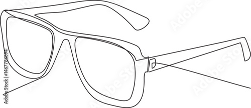 Sunglasses continuous one line drawing and eye glasses isolated outline flat vector  illustration.