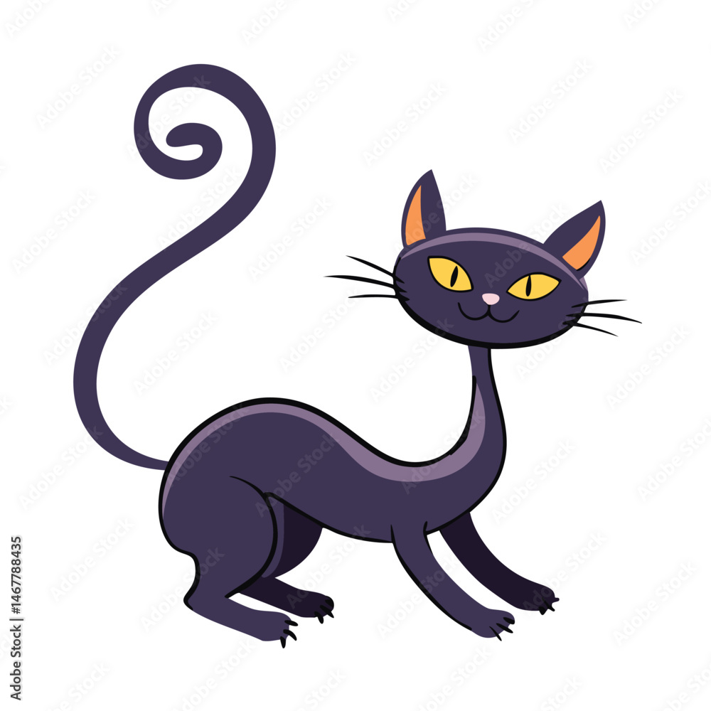 Obraz premium Black cat silhutte with white background 