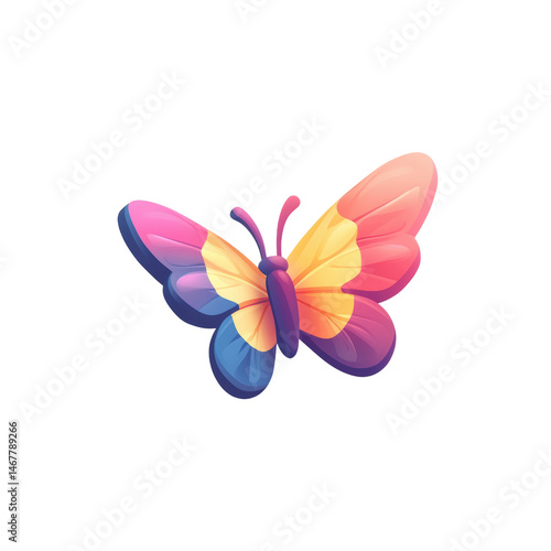 Colorful Butterfly Illustration with Gradient Shades Showcasing Delicate Wings and Vibrant Patterns Ideal for Nature and Art Projects