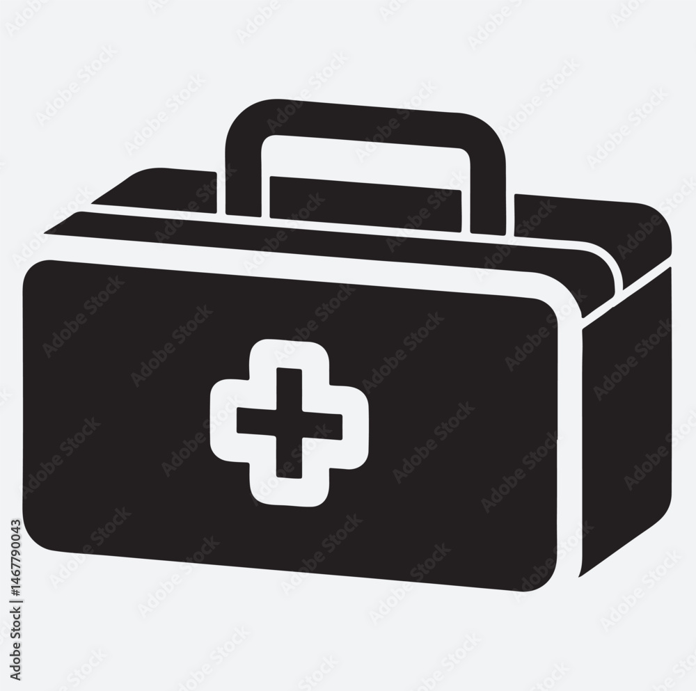 Obraz premium first aid box silhouette vector art illustration, first aid kit box