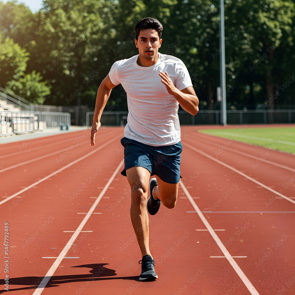 Obraz premium Handsome man in motion blur, fitness sprint