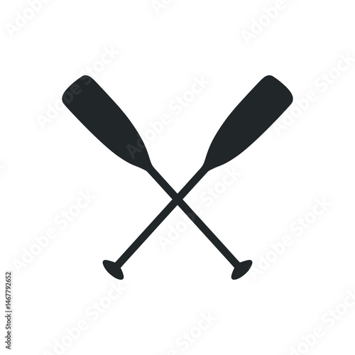 Pair of Crossed Paddles Simple Black Silhouette Icon Graphic Design Element
