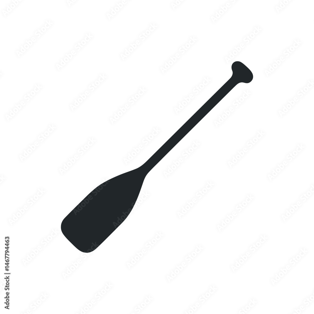 Simple Black Silhouette of a Canoe Paddle for Water Sports and Recreation Simple Black Silhouette of a Canoe Paddle for Water Sports and Recreation