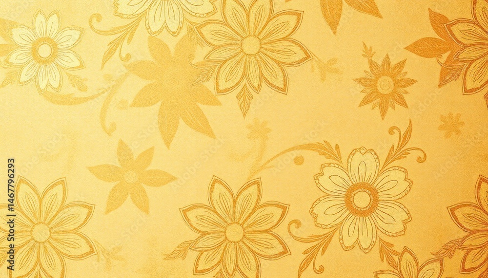 custom made wallpaper toronto digitalElegant floral pattern with gold hue, artistic botanical design, beautiful light and aesthetic vintage decoration of nature, textured gold background