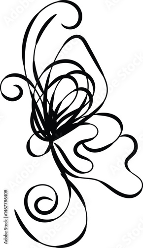 Abstract Black Butterfly Design Element for Elegant Decoration
