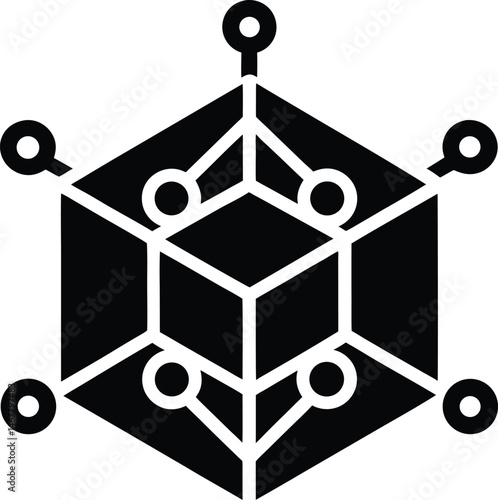 quantum computing cube icon vector illustration