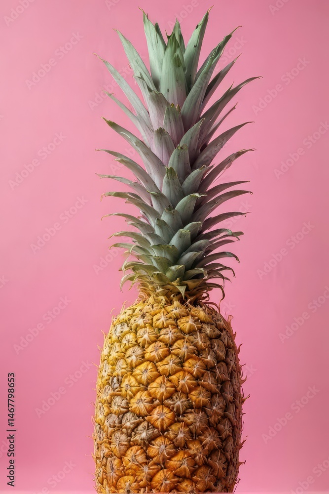 A vibrant pineapple sits on a soft pink backdrop , healthy, pink, design A vibrant pineapple sits on a soft pink backdrop , healthy, pink, design