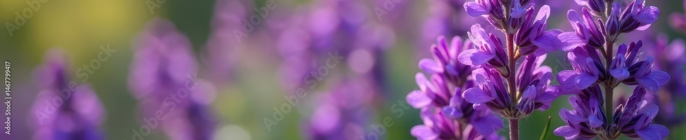 Naklejka premium Close-up of vibrant purple Salvia officinalis blossoms , nature, fresh