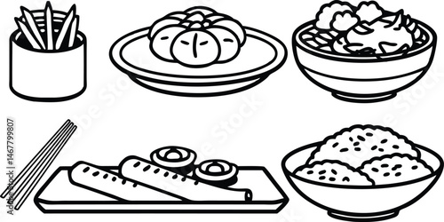 set of different kinds of thai food