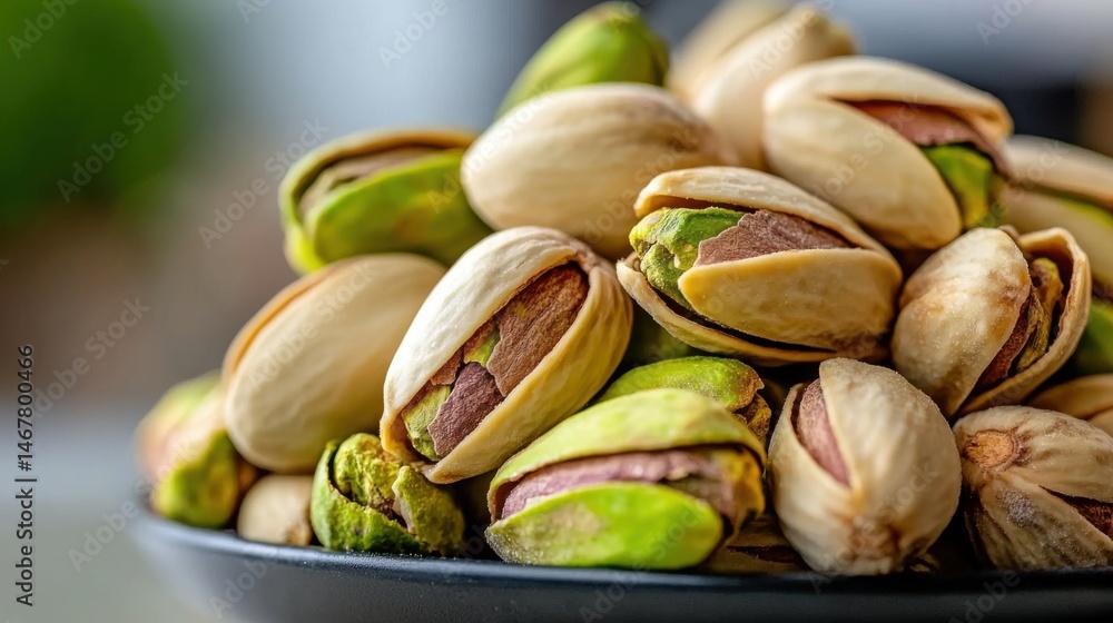 A plate of green and brown nuts