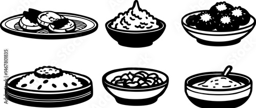 set of different kinds of food