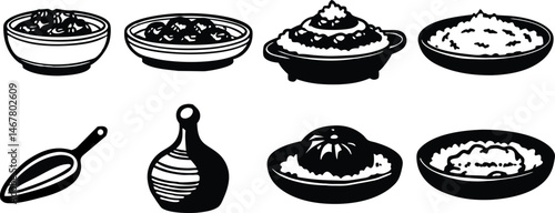 set of different kinds of food