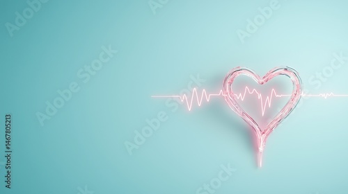 Obraz na płótnie A heart is drawn on a blue background with pink lines w salonie