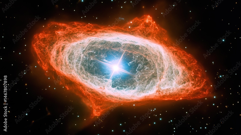 Obraz premium Eye of God: radiant nebula shines brightly with encircled by fiery outer layer