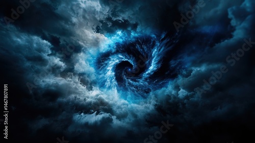 Obraz na płótnie A swirling blue cloud with a hole in the middle w salonie