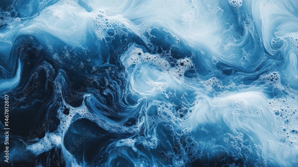 Obraz premium Deep calm waves in smooth blue background