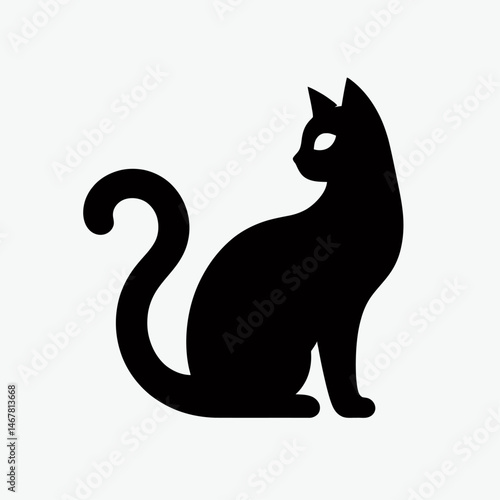 Wallpaper Mural Black cat silhouette vector illustration of a cute feline pet with a visible tail Torontodigital.ca
