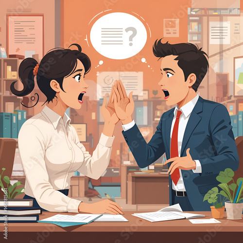 People conflicting with toxic selfish coworker. Concept of unhealthy environment, teamwork problems and bad relationships in office. Colored flat vector illustration of colleague's argument
