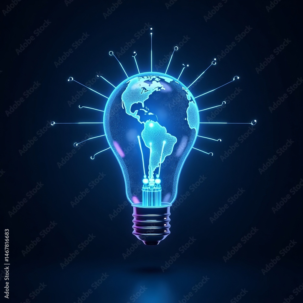 Futuristic Glowing Light Bulb Concept – Innovation, AI, and Technology Symbol Futuristic Glowing Light Bulb Concept – Innovation, AI, and Technology Symbol
