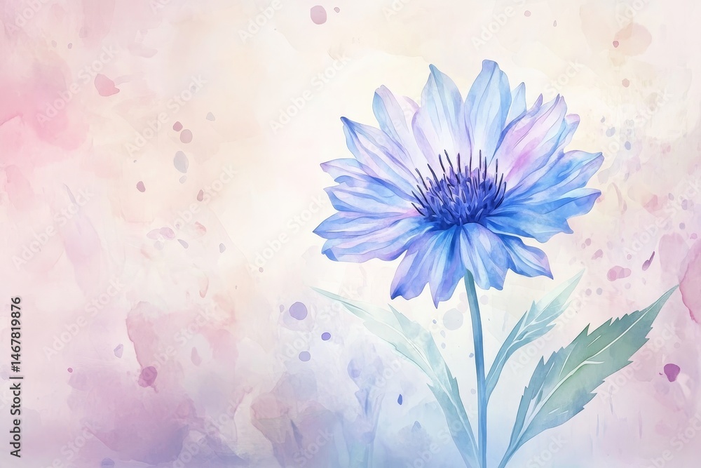 Obraz premium Delicate, light blue flower illustration on a soft, pastel background.