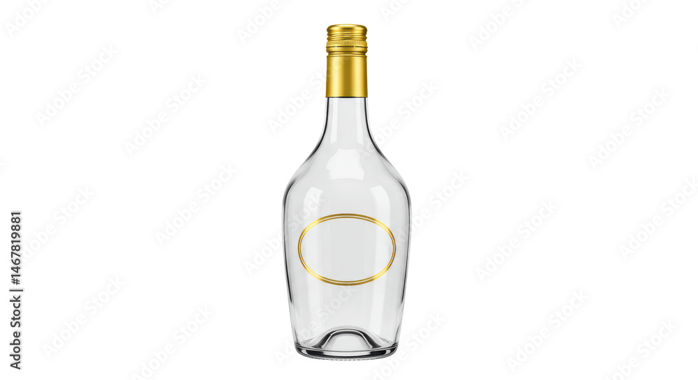 Fototapeta premium Isolated Empty Liquor Bottle with Golden Cap and Label