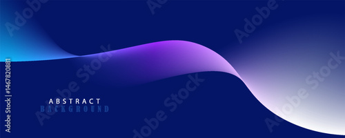 Flowing dark blue curve shape with soft gradient vector abstract background, relaxing and tranquil art, can illustrate health medical or sound of music. Vector illustration