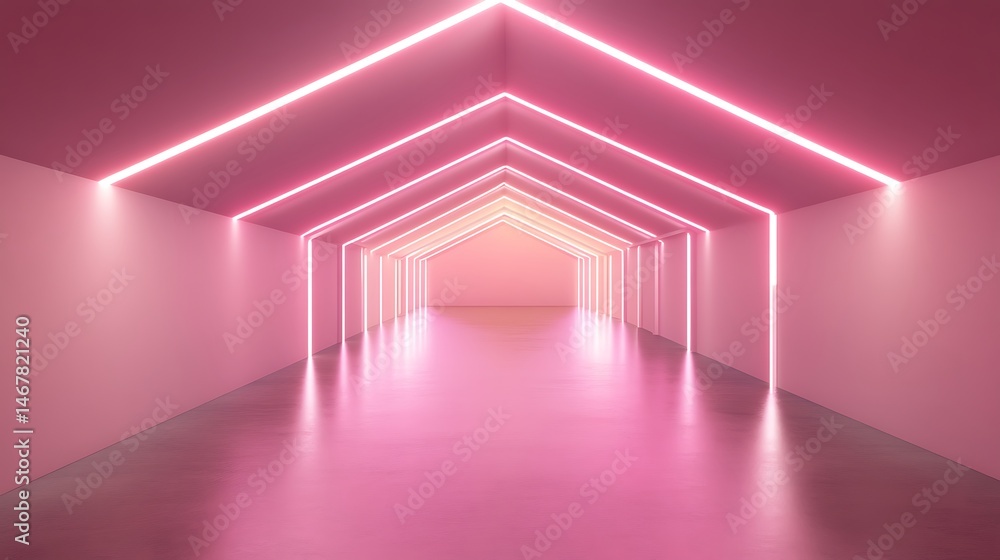 Fototapeta premium Pink neon tunnel (1)