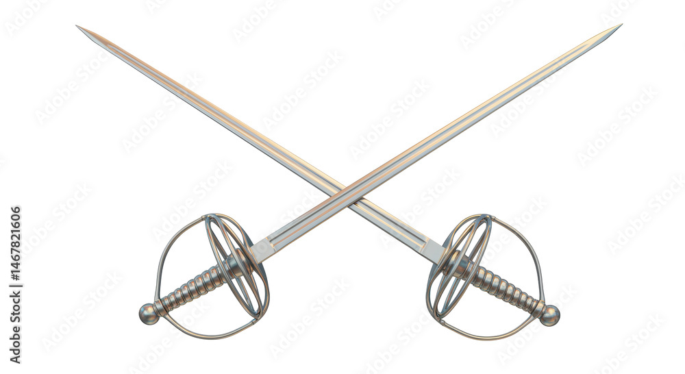 Isolated Crossed Swords Fencing Duel Weaponry Isolated Crossed Swords Fencing Duel Weaponry