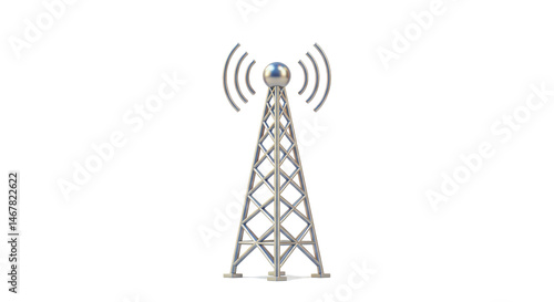 Isolated Silver Metal Communication Tower