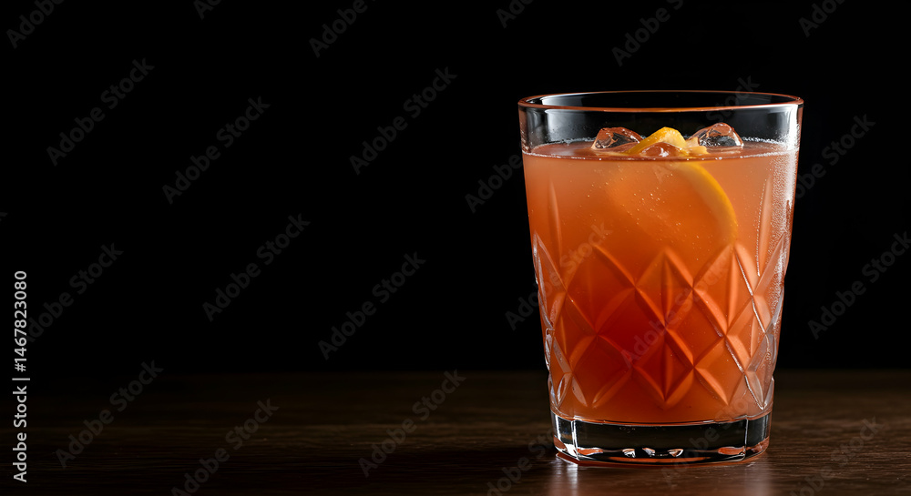 Refreshing Citrus Drink in Elegant Glass on Dark Background Refreshing Citrus Drink in Elegant Glass on Dark Background