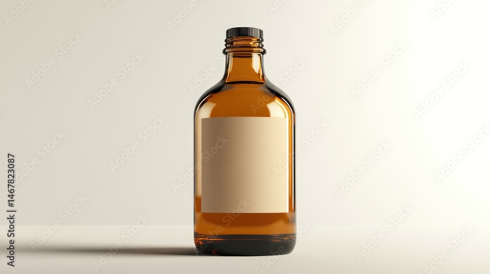 Amber glass bottle with blank label Amber glass bottle with blank label