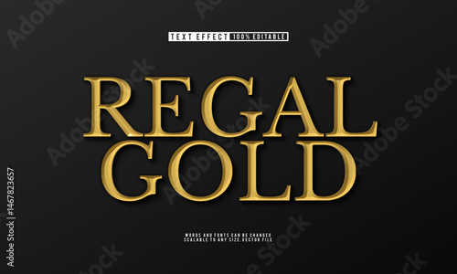 Editable regal gold 3D text effect with elegant and luxurious style.