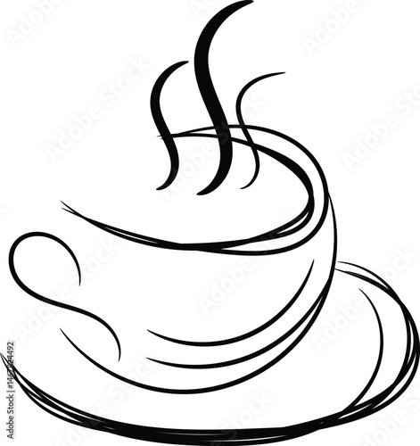 Simple Line Art Drawing of a Coffee Cup Mug or Teacup for Design Projects