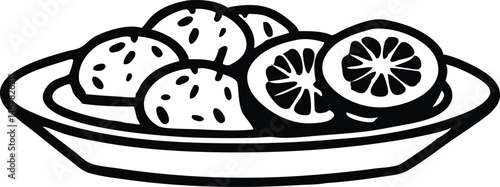vector illustration of a black and white food icon