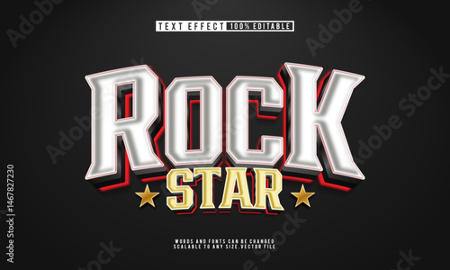 Editable Rock Star 3D text effect with a bold, vibrant, and energetic style.