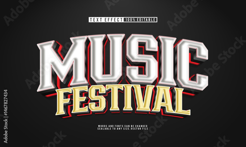Editable 3D music festival text effect with a vibrant, energetic style perfect for musical festivals.