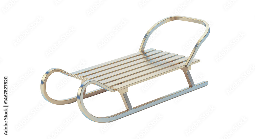 Isolated Metal Sled with Wooden Slats Isolated Metal Sled with Wooden Slats