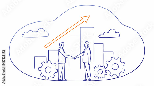 Successful business partnership handshake growth upward trend collaboration deal agreement synergy