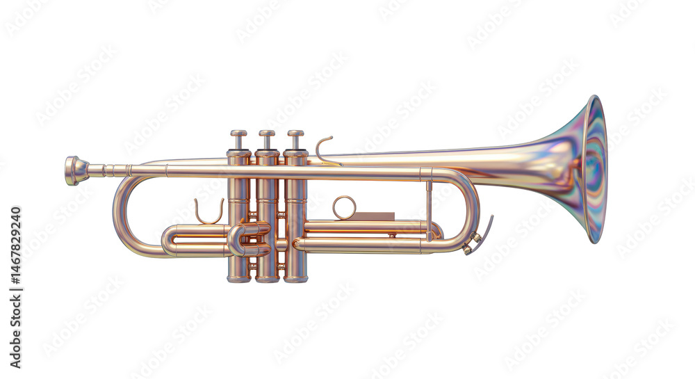 Obraz premium Isolated Golden Brass Trumpet for Musical Performance