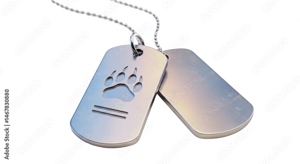 Fototapeta premium Isolated Military Dog Tag with Bear Paw Print