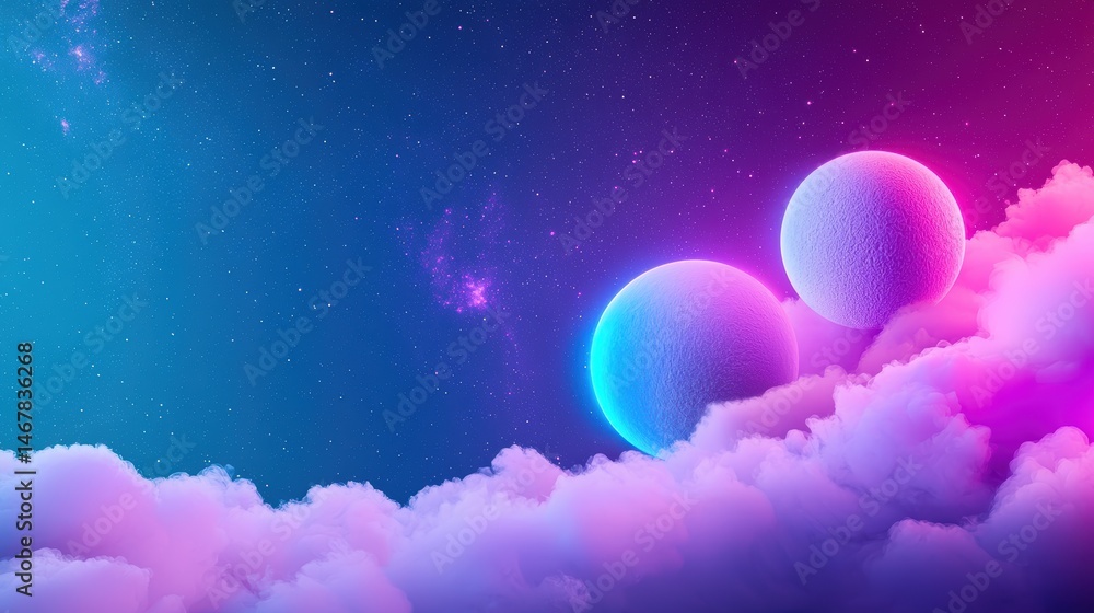 Fototapeta premium A cosmic backdrop filled with colorful stars and planets, offering a deep sense of space exploration.