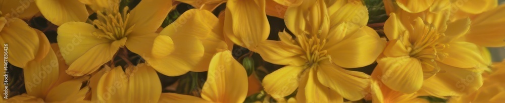 Fototapeta premium Intricate details of vibrant yellow petals, sunlit texture , colorful, close-up