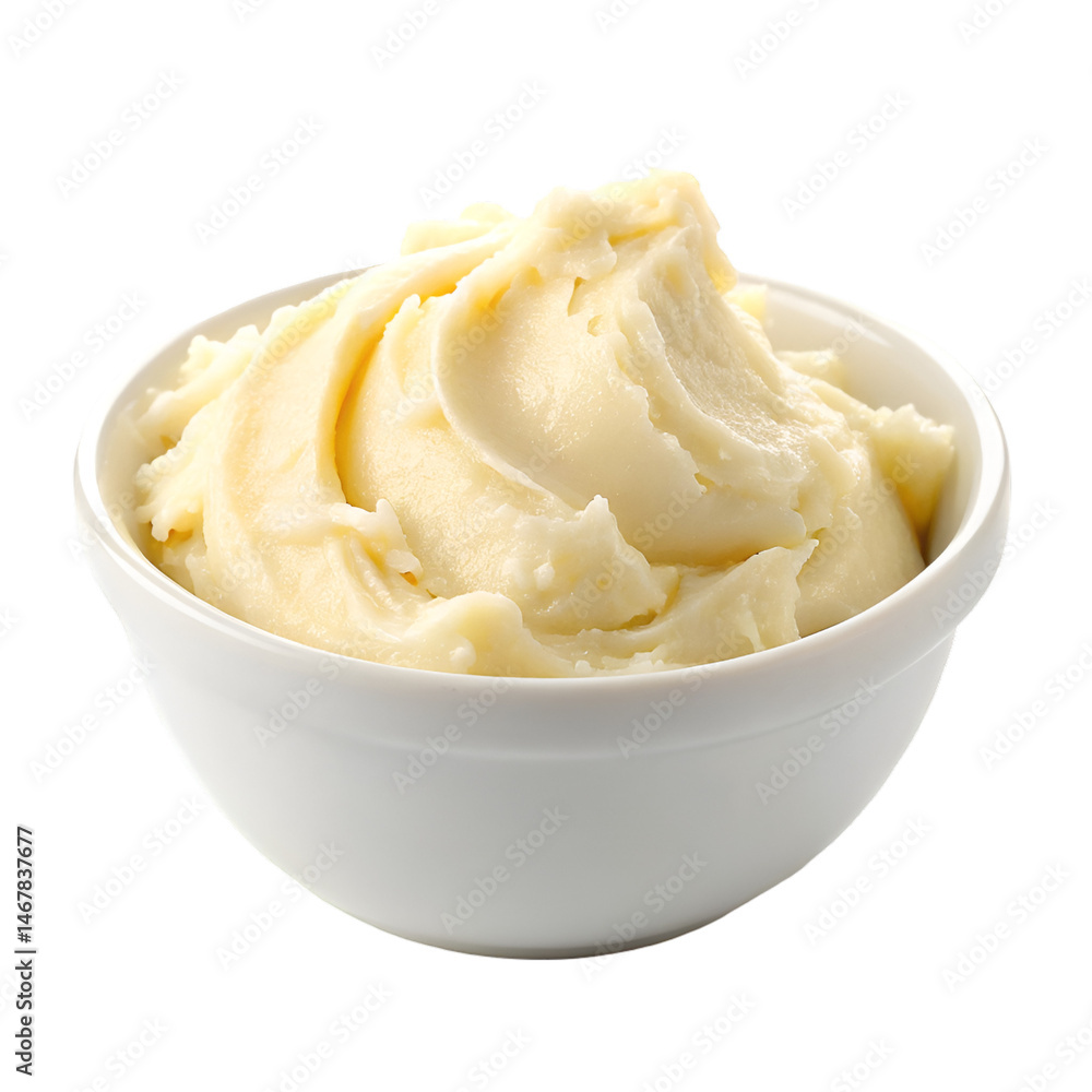 Shea butter on white bowl isolated on white background Shea butter on white bowl isolated on white background