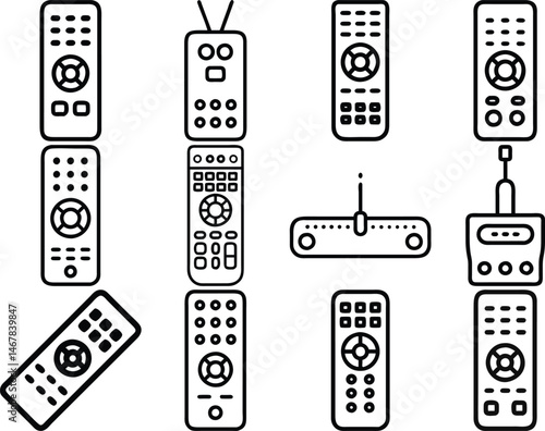 TV Remote-control icon outline vector illustration isolated on white background.