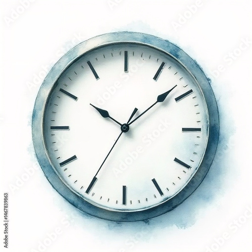 A gentle watercolor image of a vintage-inspired wall clock